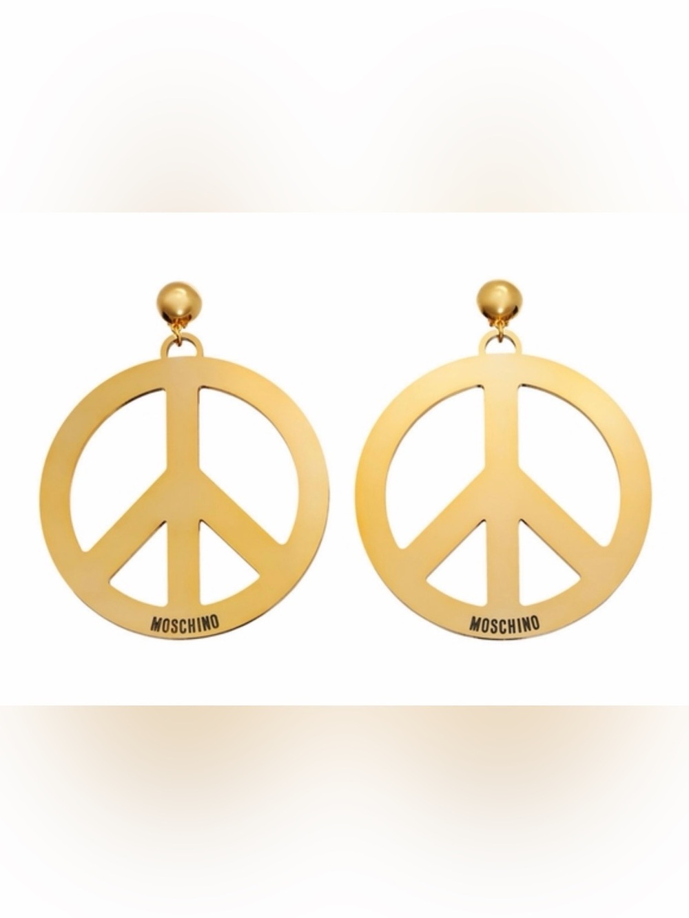 Moschino x H&M collab vintage authentic RARE Gold Peace Sign Drop Earrings